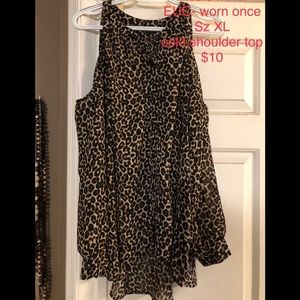 Nicole Miller leopard print blouse, Sz XL